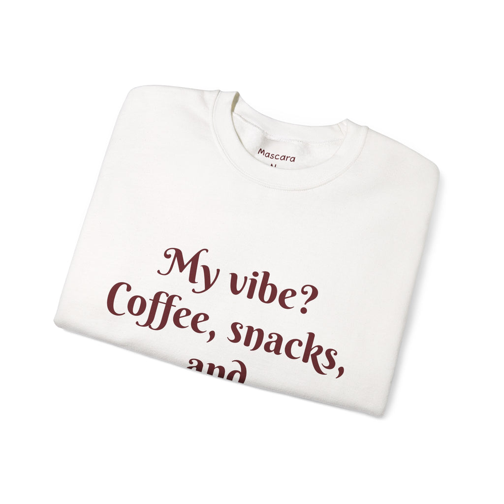 Coffee, Snacks & No Nonsense Funny Crewneck Sweatshirt – MascaraN Mayhem